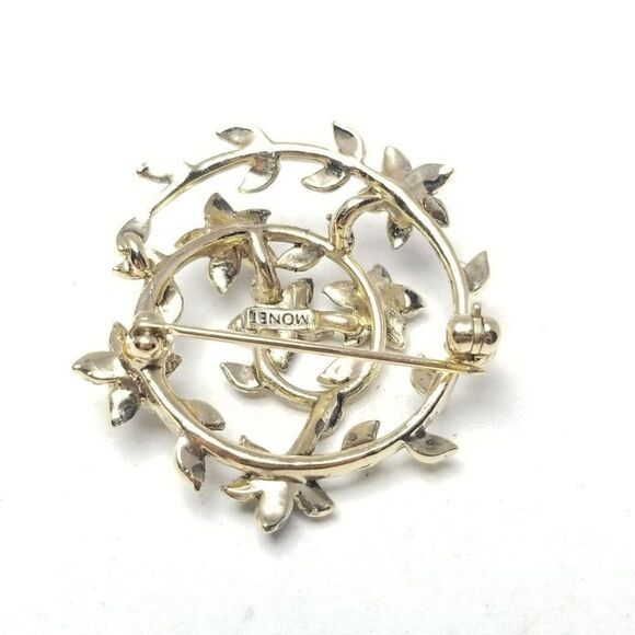 Vintage Monet Pastel Purple and Green Rhinestone Floral Swirl Brooch, Spring - Picture 2 of 6